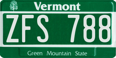 VT license plate ZFS788
