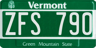 VT license plate ZFS790