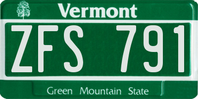 VT license plate ZFS791