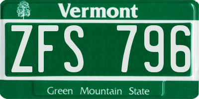 VT license plate ZFS796