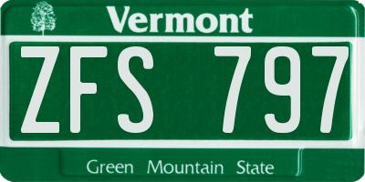 VT license plate ZFS797