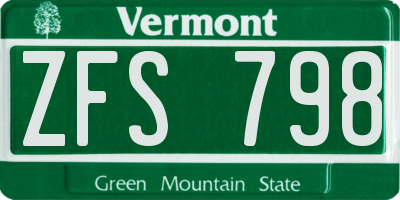 VT license plate ZFS798