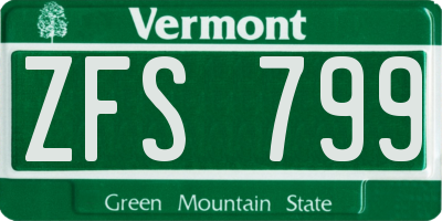 VT license plate ZFS799