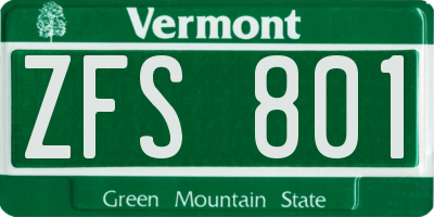 VT license plate ZFS801