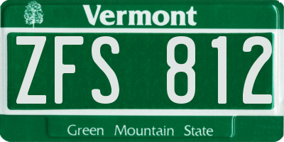 VT license plate ZFS812
