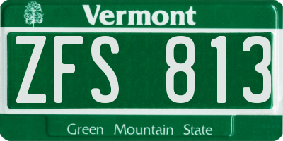 VT license plate ZFS813