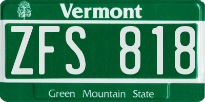 VT license plate ZFS818