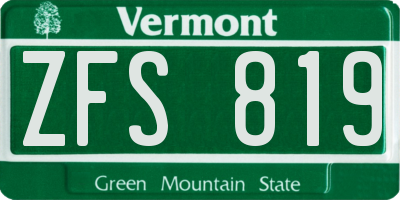 VT license plate ZFS819