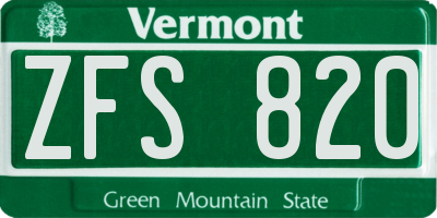 VT license plate ZFS820