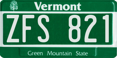 VT license plate ZFS821