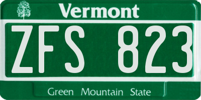 VT license plate ZFS823