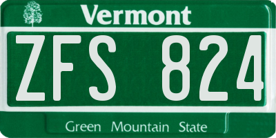VT license plate ZFS824