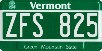 VT license plate ZFS825