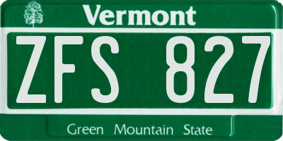 VT license plate ZFS827