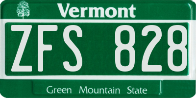 VT license plate ZFS828