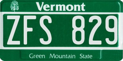 VT license plate ZFS829