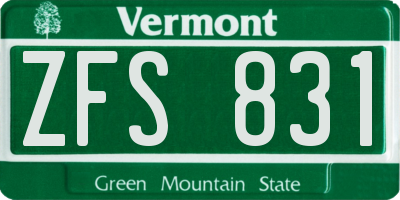 VT license plate ZFS831