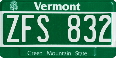 VT license plate ZFS832