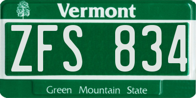 VT license plate ZFS834
