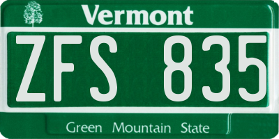 VT license plate ZFS835