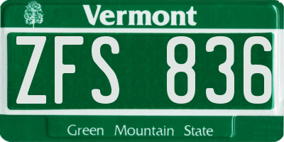 VT license plate ZFS836