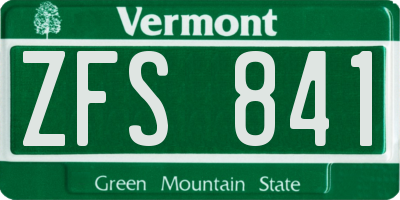VT license plate ZFS841