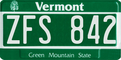 VT license plate ZFS842