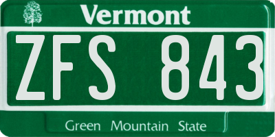 VT license plate ZFS843
