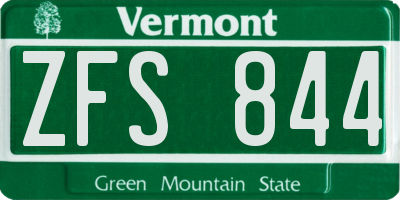 VT license plate ZFS844
