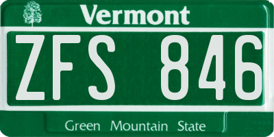 VT license plate ZFS846