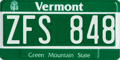 VT license plate ZFS848