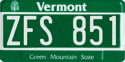 VT license plate ZFS851