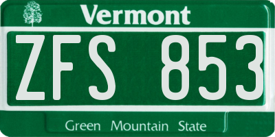 VT license plate ZFS853