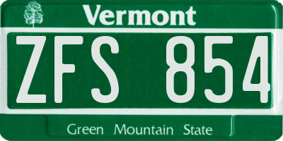 VT license plate ZFS854