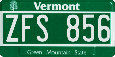 VT license plate ZFS856