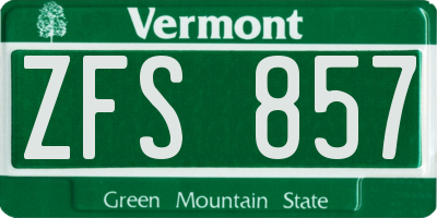 VT license plate ZFS857