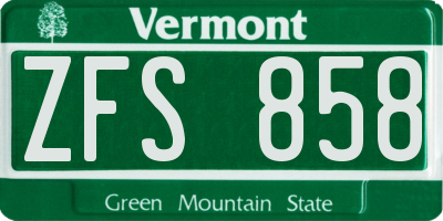VT license plate ZFS858