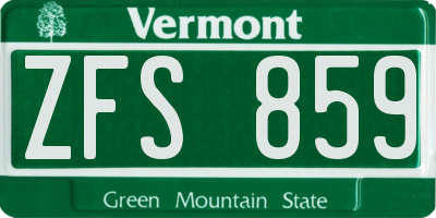 VT license plate ZFS859