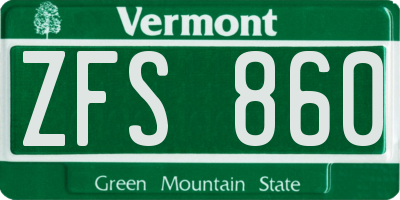VT license plate ZFS860