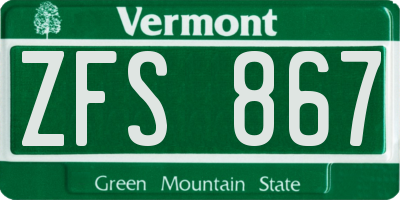 VT license plate ZFS867