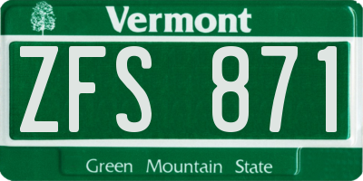 VT license plate ZFS871