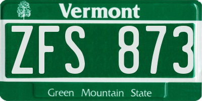 VT license plate ZFS873