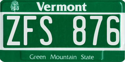VT license plate ZFS876