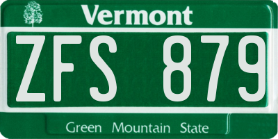 VT license plate ZFS879