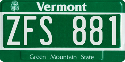 VT license plate ZFS881