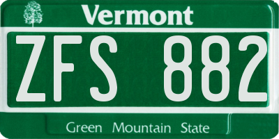 VT license plate ZFS882