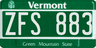 VT license plate ZFS883