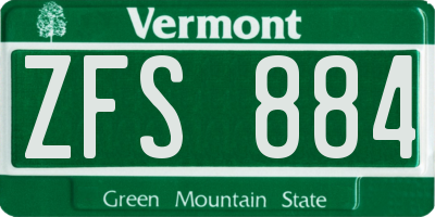 VT license plate ZFS884