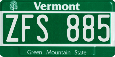 VT license plate ZFS885