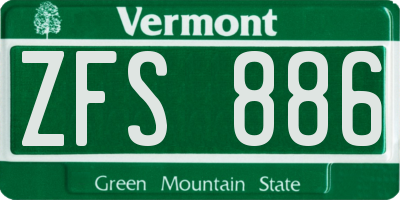 VT license plate ZFS886